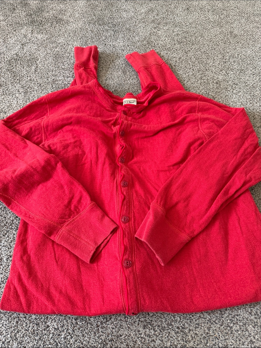 L.L.‎ Bean Red Button-Up Union Suit Split Bottom Thermal Long Underwear